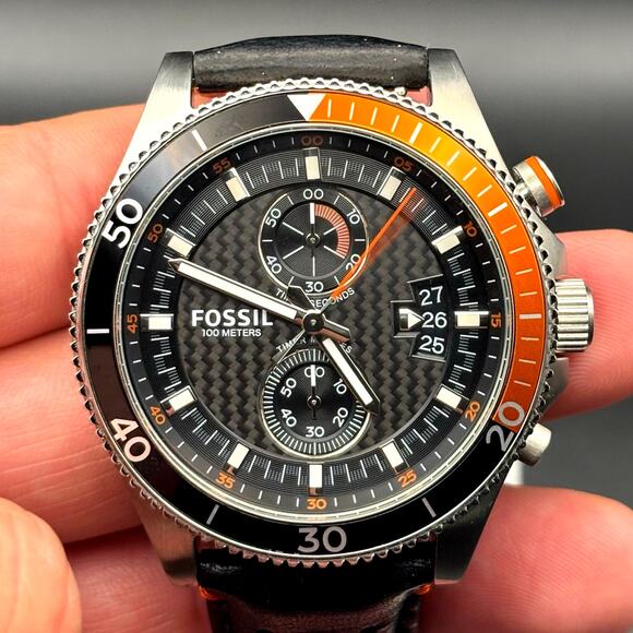 Fossil Wakefield Chronograph CH2953 Mens Stainless Steel Watch Black Dial 44mm - Picture 6 of 17